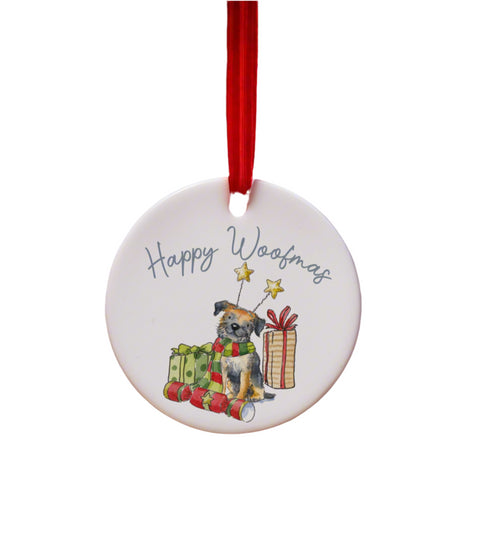 Border Terrier Ceramic Circle Decoration